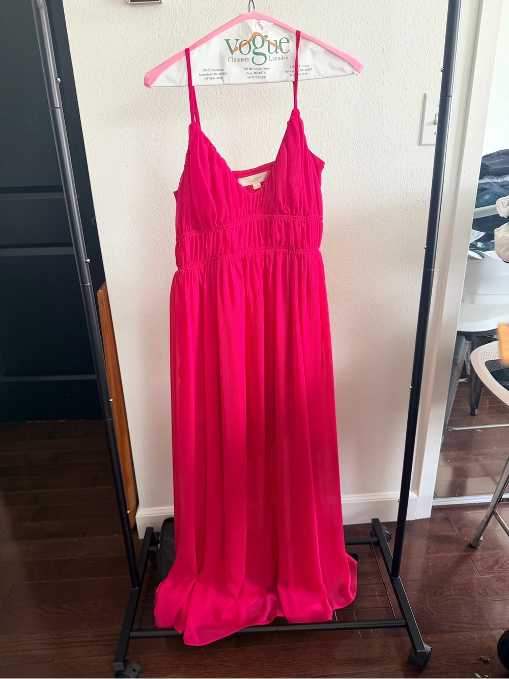 Hot Pink Maxi Sundress with Spaghetti Straps